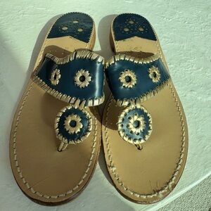 Jack Rogers Blue and Gold Sandals